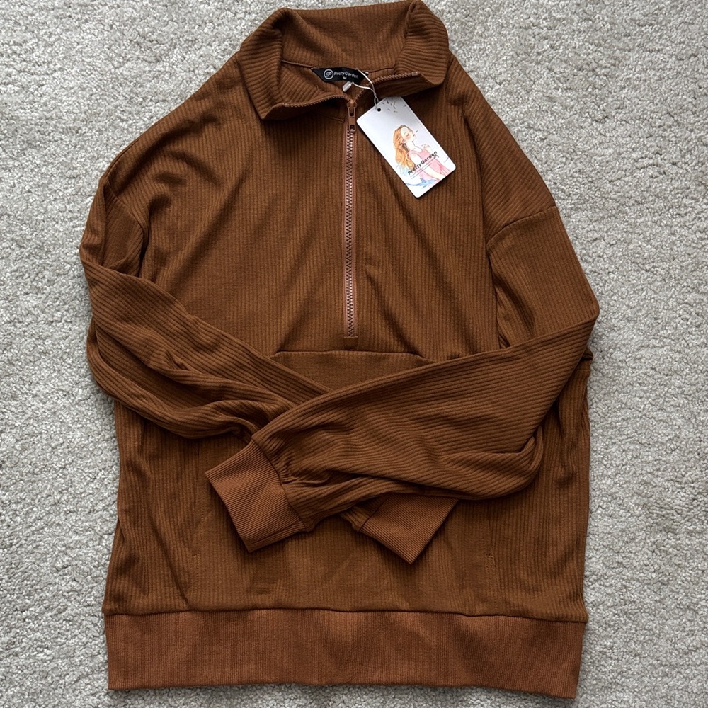 pretty garden Brown Ribbed Tracksuit Set - Picture 4 of 5